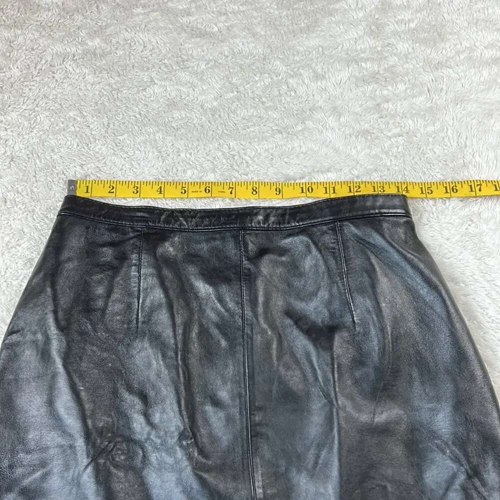 Jaclyn Smith classic black leather pencil‎ skirt, size 8